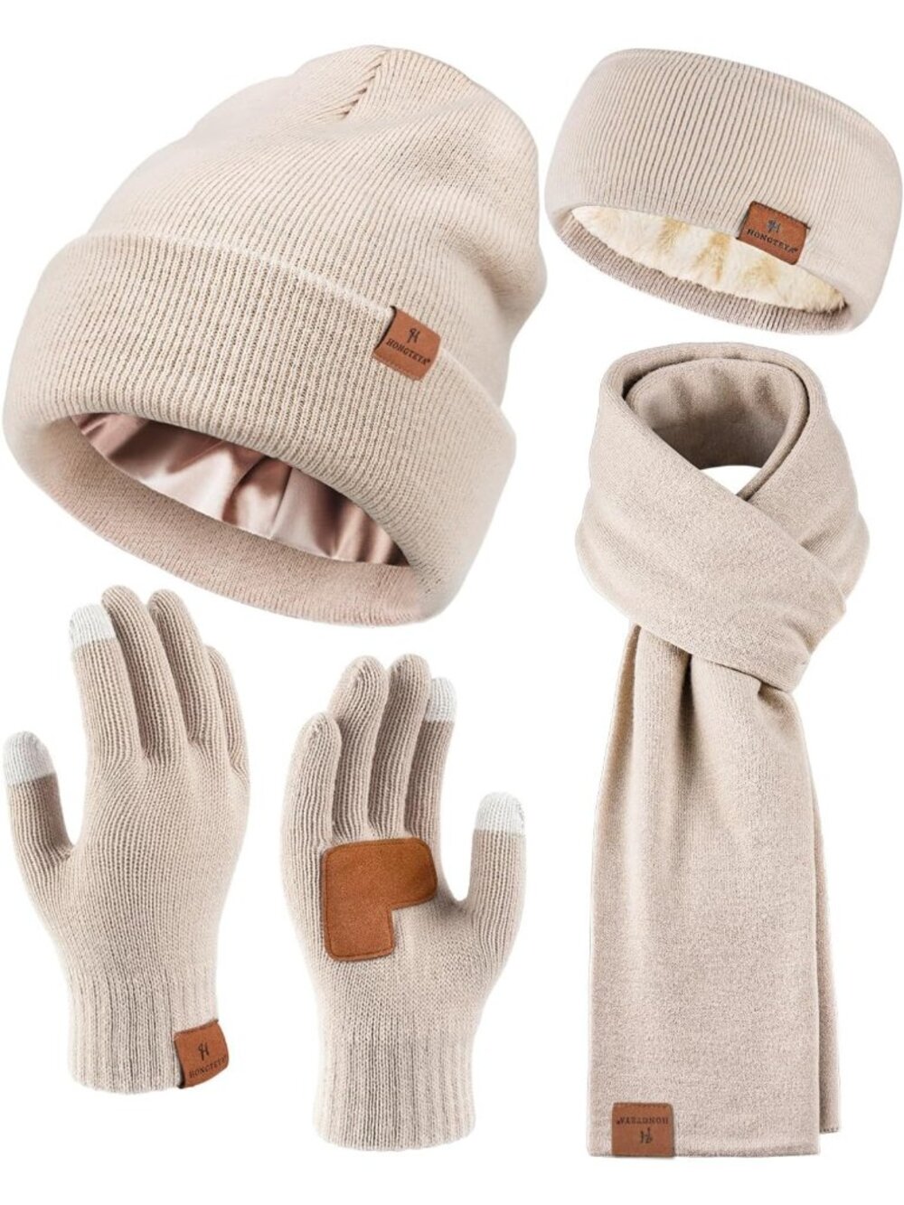 Cozy Winter Beanie, Gloves & Scarf Set - Fleece Lined, Touchscreen, Ear Warmer